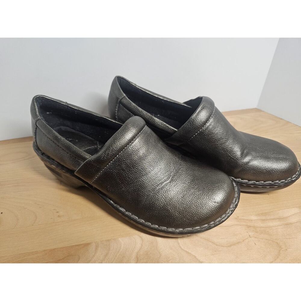 Born Concept BOC Women Peggy Clog Pewter Metallic Gray Shoe Size 9 Nurse RN